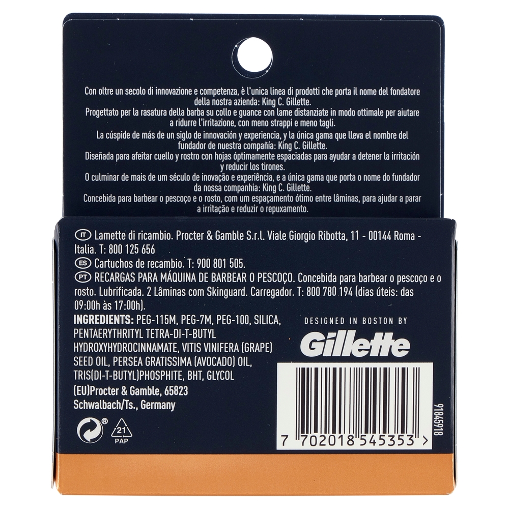 King C. Gillette Lamette di Ricambio per Rasoio da Uomo per il Collo 3 Ricariche